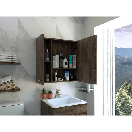 Gabinete de Baño Sines Coñac 60x60cm Cuadrado con Espejo y con Dos Entrepaños - Gabinetes | Bylmo