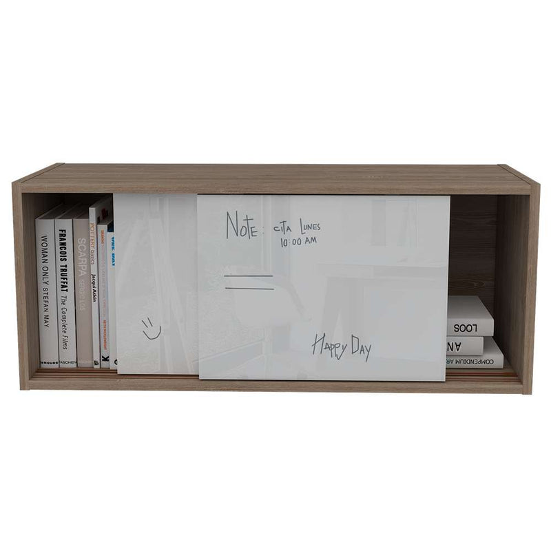 Mueble Note Miel y Blanco 81 cm con Puertas Corredizas