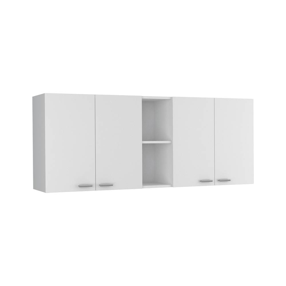 Mueble Superior de Cocina Portofino Blanco 150x60cm con Dos Entrepaños y con Cuatro Puertas - Cocinas | Bylmo