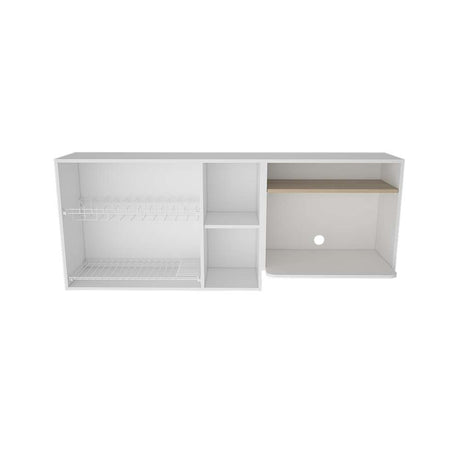 Mueble Superior de Cocina Gina Blanco y Rovere 150x60.2cm con Dos Puertas con Locero y con Espacio para Microondas - Cocinas | Bylmo