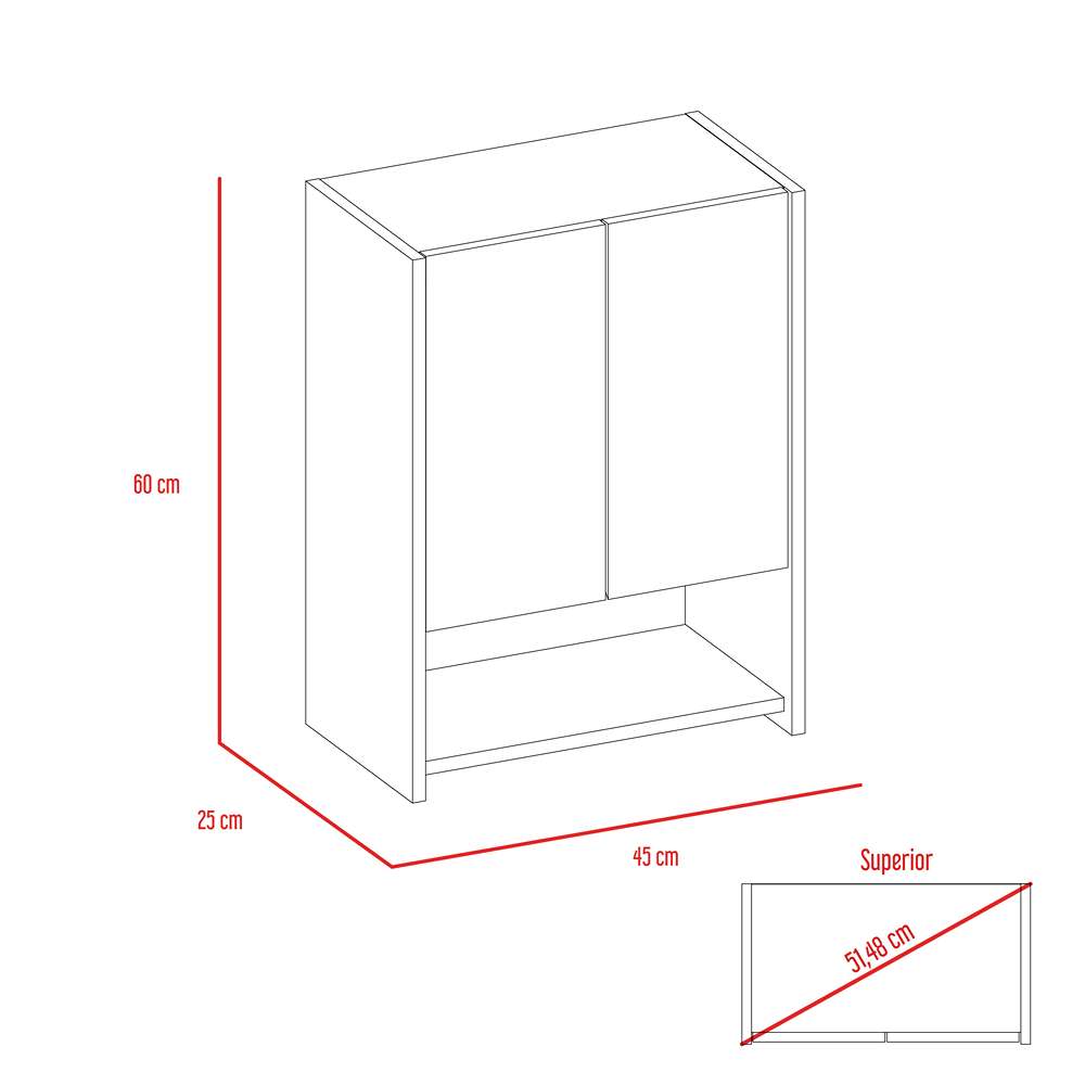 Gabinete Ventus Rovere 45 cm con Dos Puertas y Entrepaño - Gabinetes | Bylmo