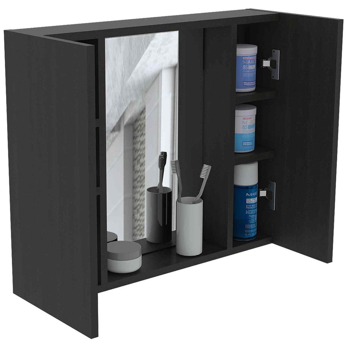 Gabinete de Baño Artemisa Wengue 60x50cm Cuadrado con Espejo y con Cuatro Entrepaños - Gabinetes de Baño | Bylmo