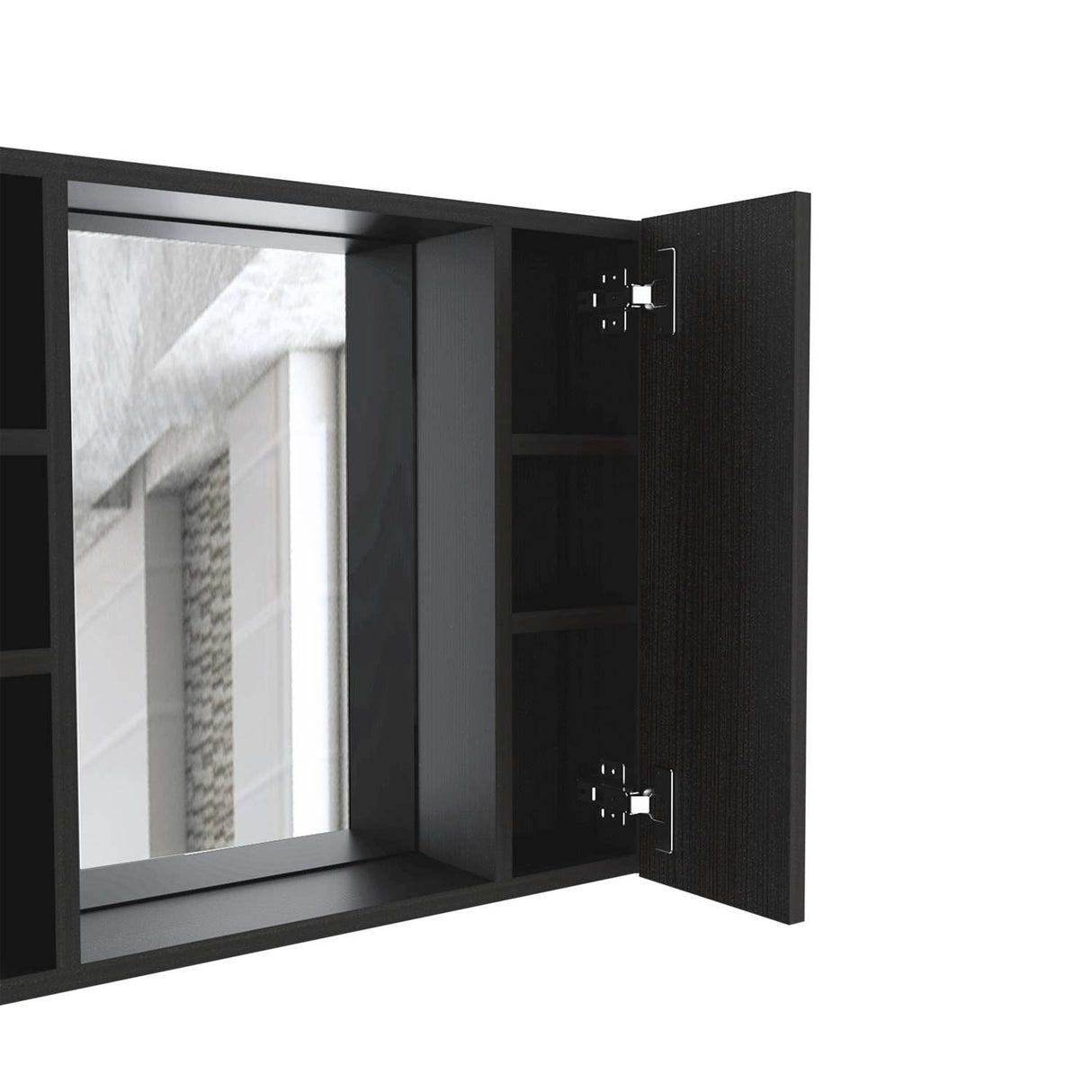 Gabinete de Baño Artemisa Wengue 60x50cm Cuadrado con Espejo y con Cuatro Entrepaños - Gabinetes de Baño | Bylmo