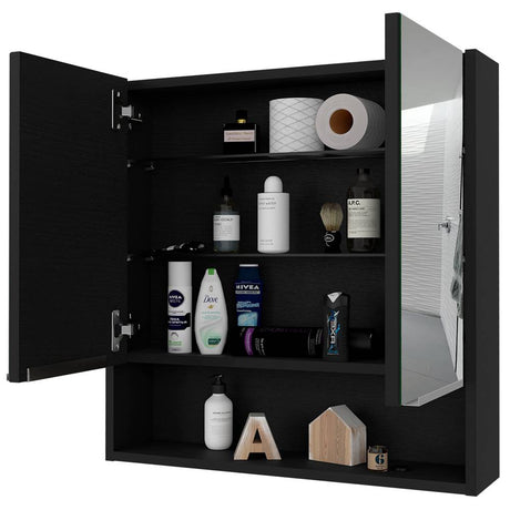 Gabinete de Baño Jaspe Wengue 60x62.5cm Cuadrado con Espejo y con Tres Entrepaños - Gabinetes | Bylmo
