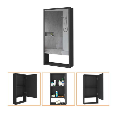 Gabinete de Baño Mariana Wengue 45.5x90cm Rectangular con Espejo y con Dos Entrepaños - Gabinetes | Bylmo