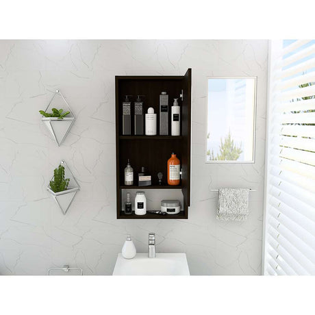 Gabinete de Baño Mariana Wengue 45.5x90cm Rectangular con Espejo y con Dos Entrepaños - Gabinetes | Bylmo