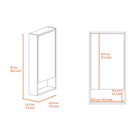 Gabinete de Baño Mariana Wengue 45.5x90cm Rectangular con Espejo y con Dos Entrepaños - Gabinetes | Bylmo