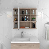 Gabinete de Baño Milan Ceniza 60x50cm Cuadrado con Espejo y con Cuatro Entrepaños - Gabinetes de Baño | Bylmo