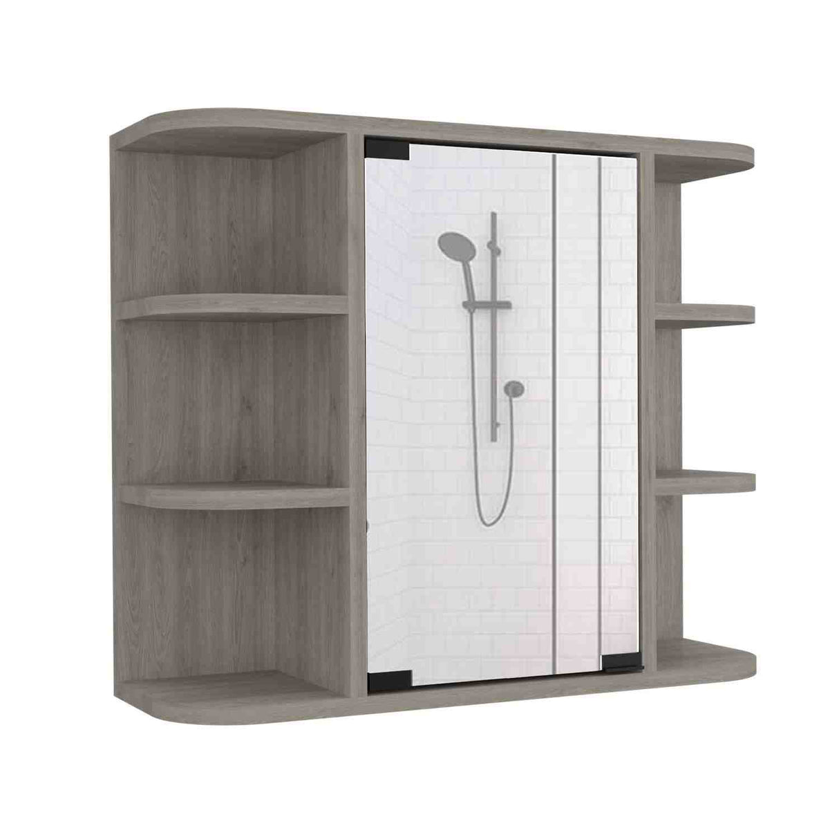 Gabinete de Baño Milan Ceniza 60x50cm Cuadrado con Espejo y con Cuatro Entrepaños - Gabinetes de Baño | Bylmo