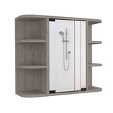 Gabinete de Baño Milan Ceniza 60x50cm Cuadrado con Espejo y con Cuatro Entrepaños - Gabinetes de Baño | Bylmo
