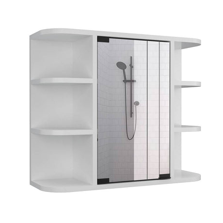 Gabinete de Baño Milan Blanco 60x50cm Cuadrado con Espejo y con Cuatro Entrepaños - Gabinetes | Bylmo