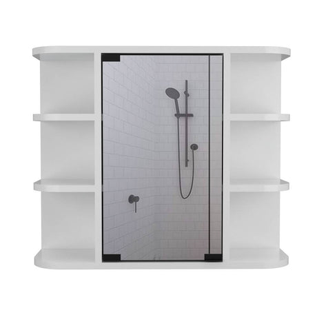 Gabinete de Baño Milan Blanco 60x50cm Cuadrado con Espejo y con Cuatro Entrepaños - Gabinetes | Bylmo