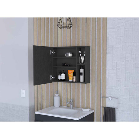 Gabinete de Baño Oman Wengue 50x47cm Cuadrado con Espejo y con Tres Entrepaños - Gabinetes de Baño | Bylmo