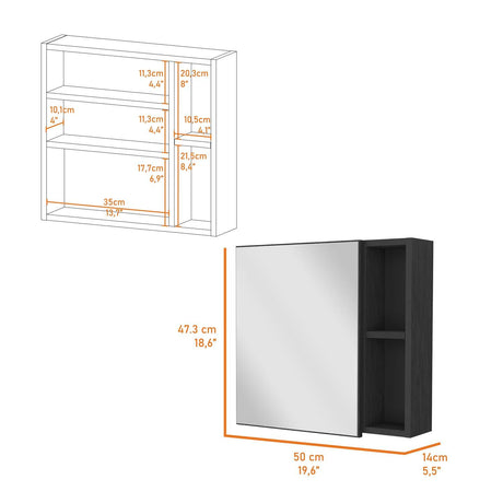 Gabinete de Baño Oman Wengue 50x47cm Cuadrado con Espejo y con Tres Entrepaños - Gabinetes de Baño | Bylmo