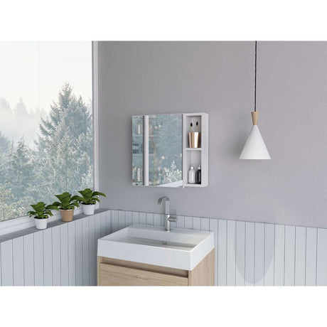 Gabinete Omari Blanco 50 cm con Espejo y Entrepaños - Gabinetes | Bylmo