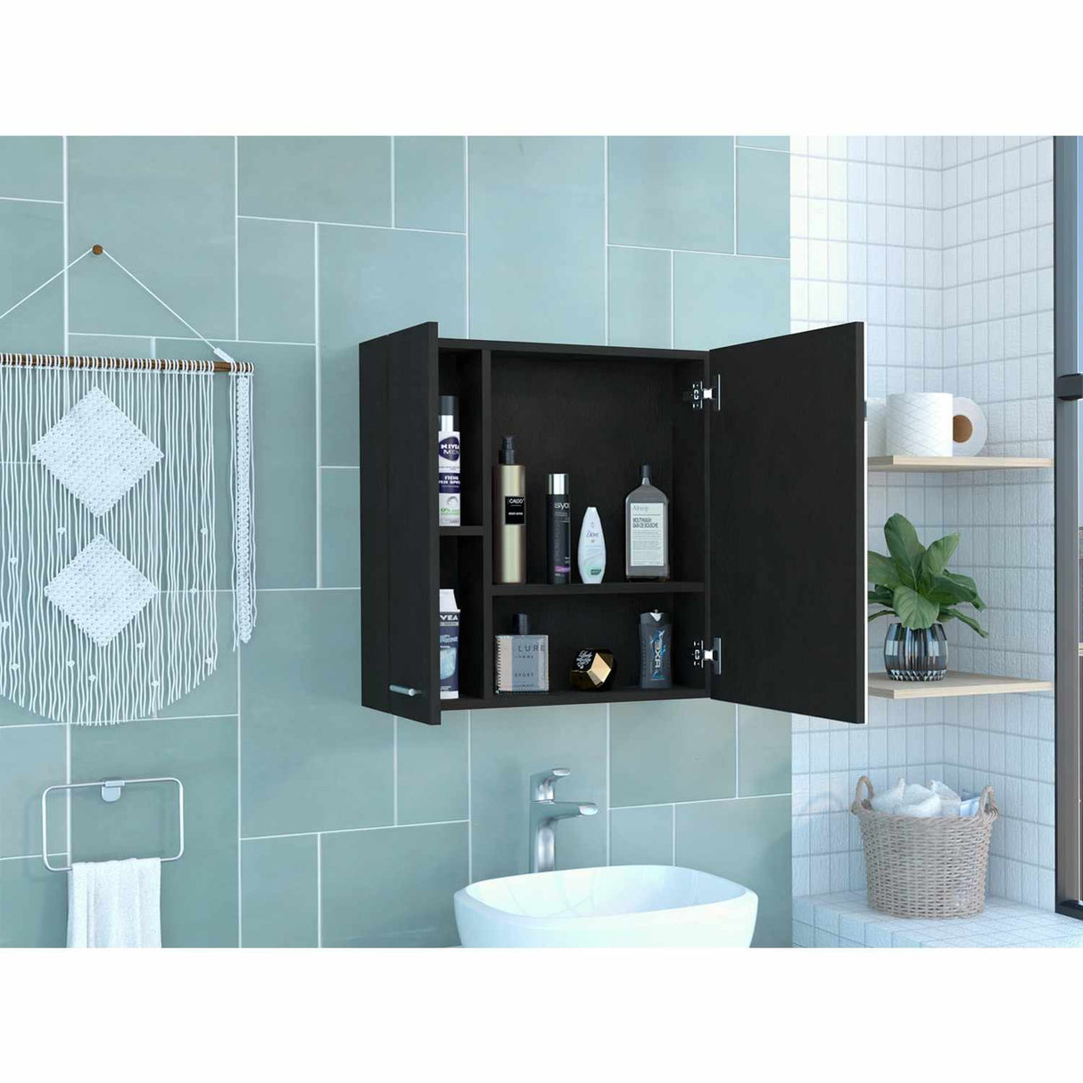Gabinete de Baño Sines Plus Wengue 60x60cm Cuadrado con Espejo y con Dos Entrepaños - Gabinetes de Baño | Bylmo