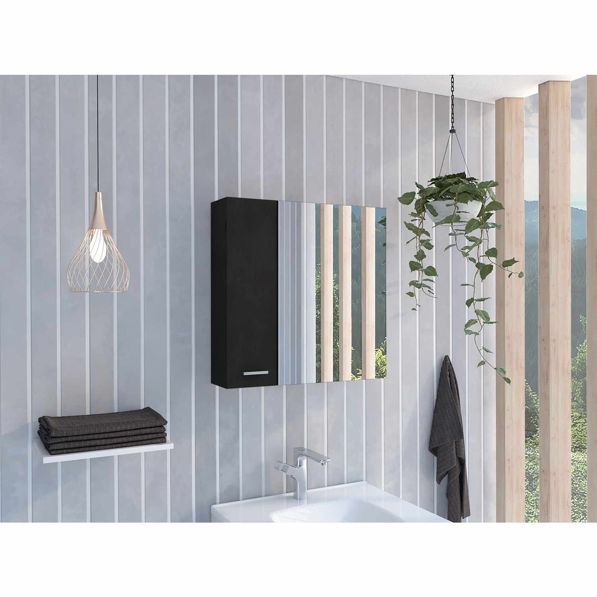 Gabinete de Baño Sines Plus Wengue 60x60cm Cuadrado con Espejo y con Dos Entrepaños - Gabinetes de Baño | Bylmo