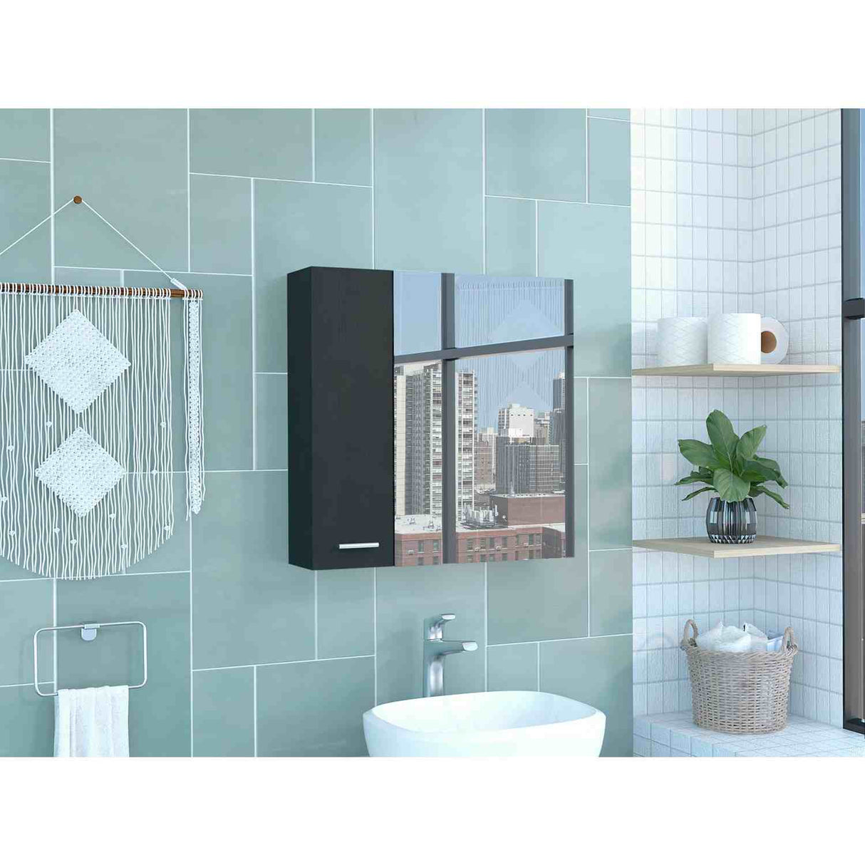 Gabinete de Baño Sines Plus Wengue 60x60cm Cuadrado con Espejo y con Dos Entrepaños - Gabinetes de Baño | Bylmo