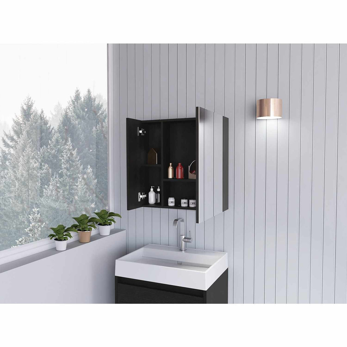 Gabinete de Baño Sines Plus Wengue 60x60cm Cuadrado con Espejo y con Dos Entrepaños - Gabinetes de Baño | Bylmo