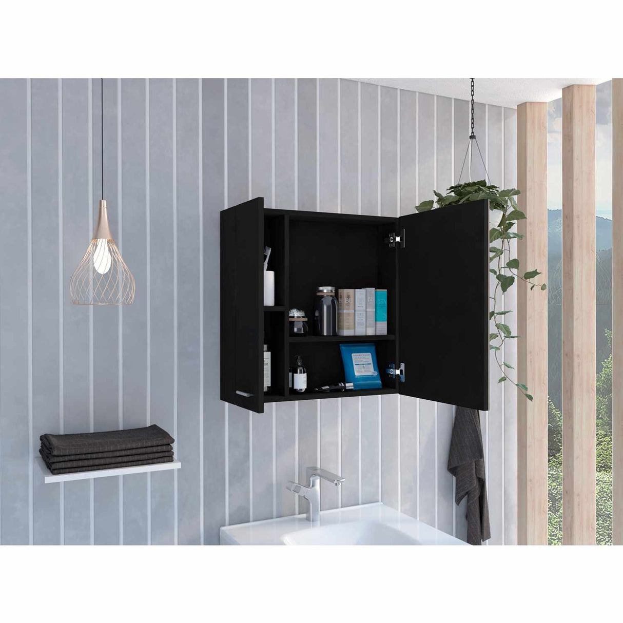 Gabinete de Baño Sines Plus Wengue 60x60cm Cuadrado con Espejo y con Dos Entrepaños - Gabinetes de Baño | Bylmo