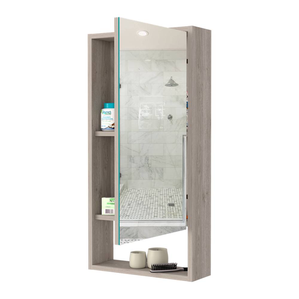 Gabinete de Baño Mariana Ceniza 45.5x90cm Rectangular con Espejo y con Dos Entrepaños - Gabinetes | Bylmo