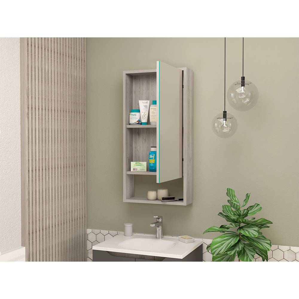 Gabinete de Baño Mariana Ceniza 45.5x90cm Rectangular con Espejo y con Dos Entrepaños - Gabinetes | Bylmo