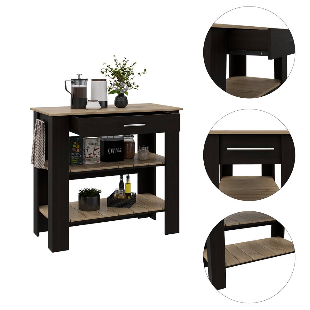 Mueble Auxiliar de Cocina Cala Wengue y Duna 101 cm con Un Cajón y Entrepaños - Muebles Organizadores | Bylmo