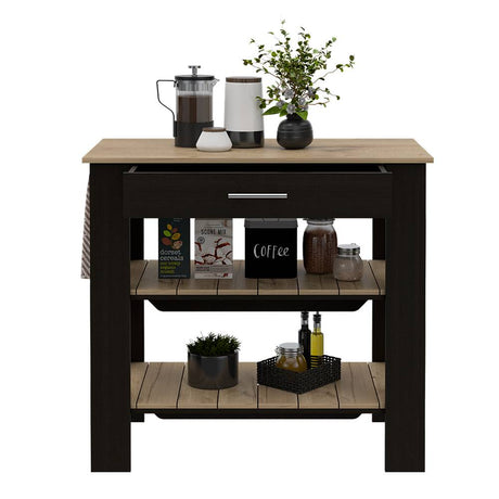 Mueble Auxiliar de Cocina Cala Wengue y Duna 101 cm con Un Cajón y Entrepaños - Muebles Organizadores | Bylmo