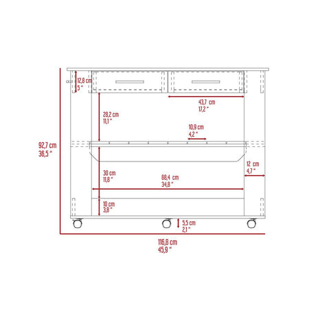 Mueble Auxiliar de Cocina Cala Blanco 116.8x92.7cm con Un Entrepaño y Cuatro Compartimientos - Cocinas | Bylmo