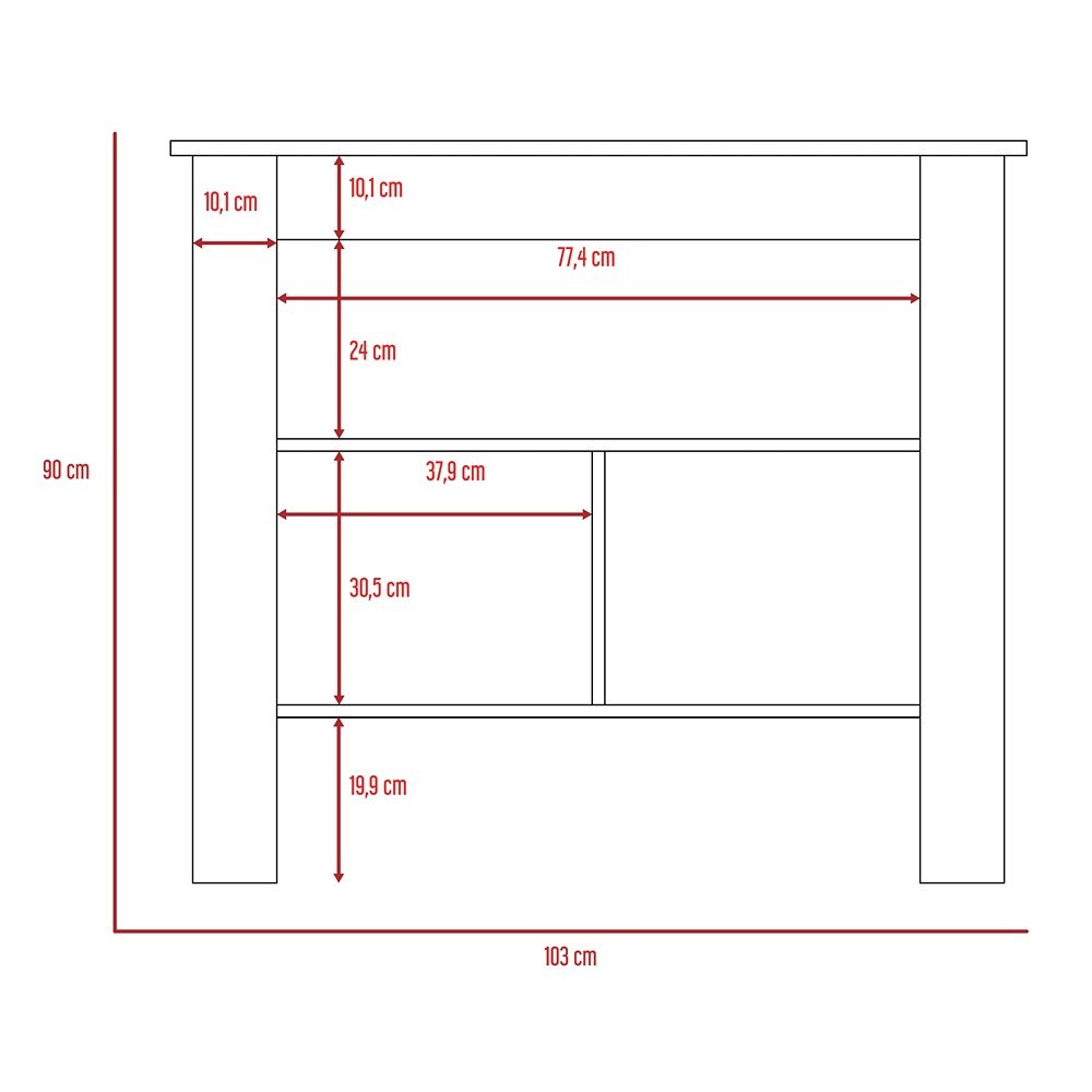 Isla de Cocina Cala Blanco Duna 103 cm con Entrepaños - Barras y Muebles Auxiliares | Bylmo