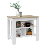 Isla de Cocina Cala Blanco Duna 103 cm con Entrepaños - Barras y Muebles Auxiliares | Bylmo