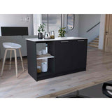 Isla de Cocina Juniper Wengue y Ibiza 150x90cm con Tres Entrepaños y Seis Compartimientos - Barras y Muebles Auxiliares | Bylmo