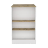 Isla de Cocina Macadamia 92x91cm con Dos Entrepaños y Tres Compartimientos - Barras y Muebles Auxiliares | Bylmo