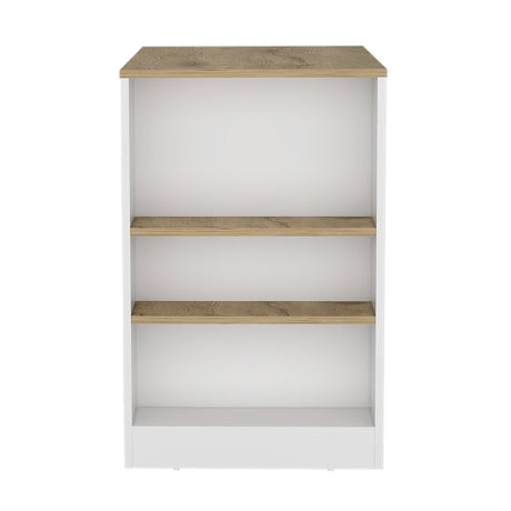 Isla de Cocina Macadamia 92x91cm con Dos Entrepaños y Tres Compartimientos - Barras y Muebles Auxiliares | Bylmo