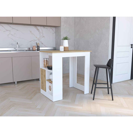 Isla de Cocina Stirling Blanco 92x91cm con Dos Entrepaños y Tres Compartimientos - Barras y Muebles Auxiliares | Bylmo