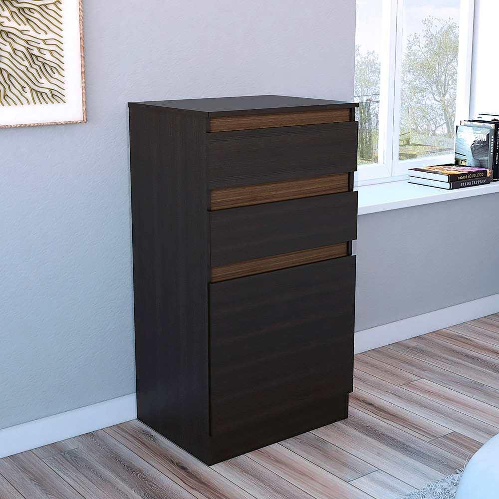 Cómoda Kamelot Wengue 59 cm con Espejo, Dos Cajones y Dos Puertas - Cajoneras | Bylmo