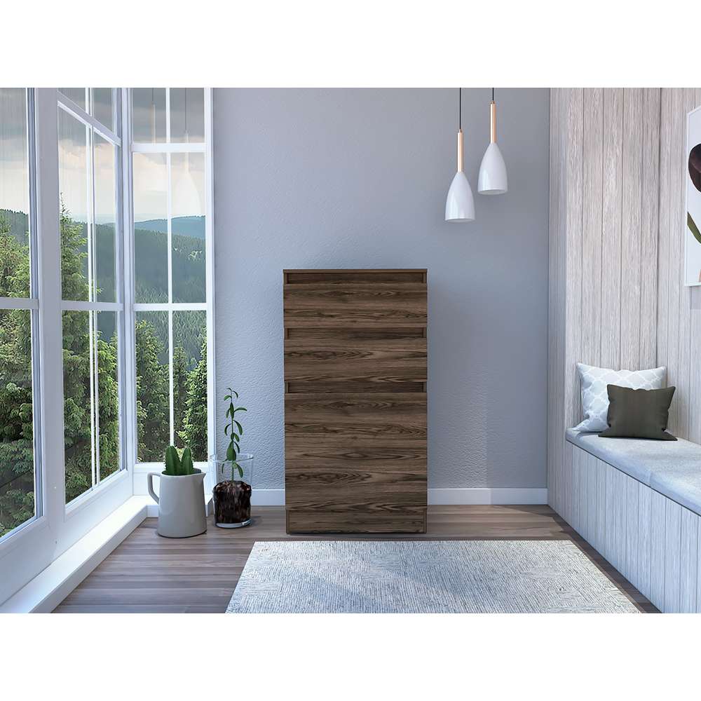 Cómoda Kamelot Coñac 59 cm con Espejo, Dos Cajones y Dos Puertas - Cajoneras | Bylmo