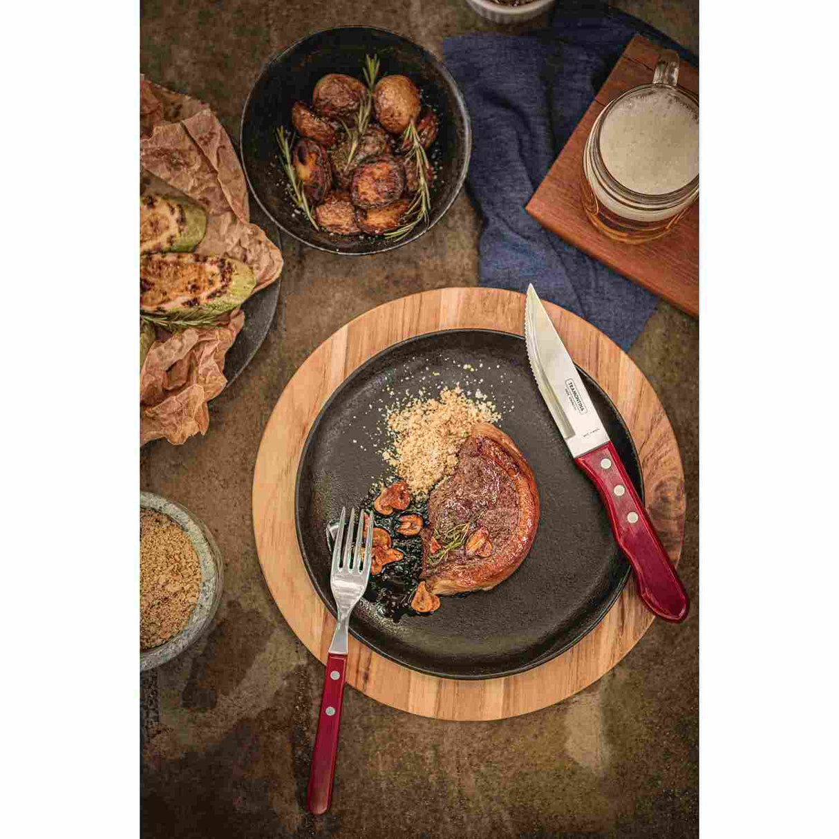 Juego de Cubiertos Jumbo Rojo 19x31cm de 4 Piezas Apto para Lavavajillas - Utensilios y Accesorios | Bylmo