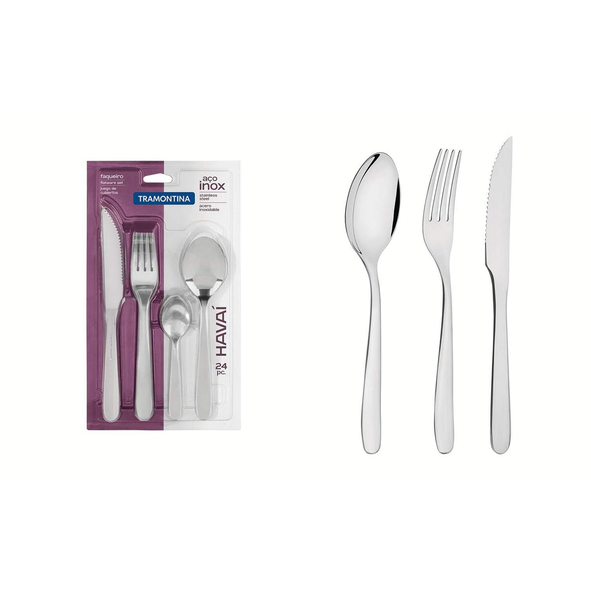 Juego de Cubiertos Havaá Gris 3x27cm de 24 Piezas Apto para Lavavajillas - Utensilios y Accesorios | Bylmo