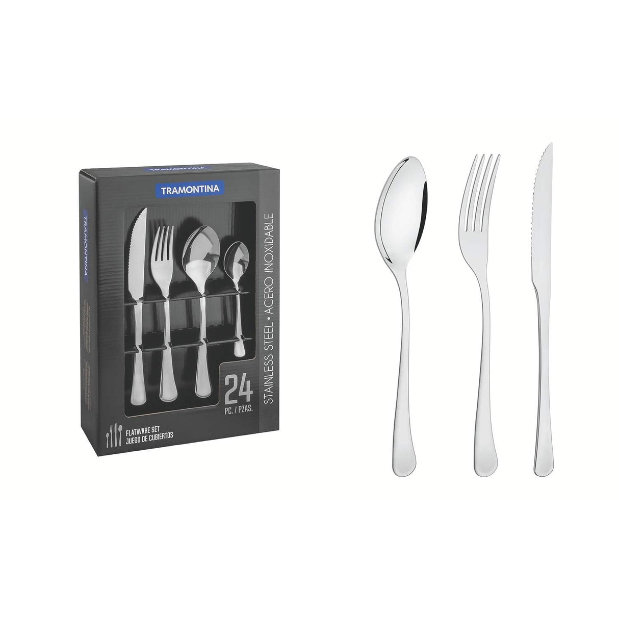 Juego de Cubiertos Havana Gris 21x6cm de 24 Piezas Apto para Lavavajillas - Utensilios y Accesorios | Bylmo