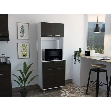 Alacena Norwich Wengue y Blanco 65 cm con Cuatro Puertas y Un Cajón - Muebles Organizadores | Bylmo