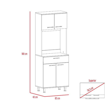 Alacena Norwich Wengue y Blanco 65 cm con Cuatro Puertas y Un Cajón - Muebles Organizadores | Bylmo