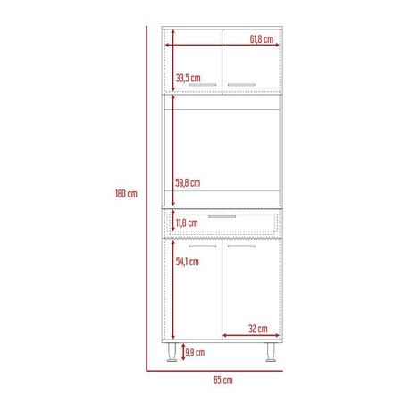 Alacena Norwich Wengue y Blanco 65 cm con Cuatro Puertas y Un Cajón - Muebles Organizadores | Bylmo