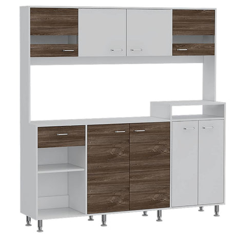 Alacena Sabina Siena y Blanco 170 cm con Siete Puertas y Un Cajón - Muebles Organizadores | Bylmo