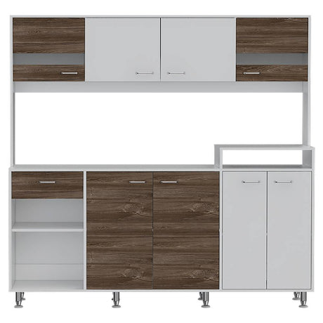 Alacena Sabina Siena y Blanco 170 cm con Siete Puertas y Un Cajón - Muebles Organizadores | Bylmo