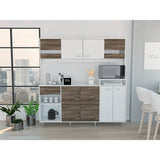Alacena Sabina Siena y Blanco 170 cm con Siete Puertas y Un Cajón - Muebles Organizadores | Bylmo
