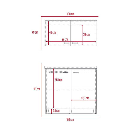 Cocina Nápoles Habano 100 cm con Mesón - Cocinas | Bylmo