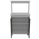 Mueble Microondas Blanco y Wengue 63x113.5cm con Dos Entrepaños y Tres Compartimientos - Muebles Organizadores | Bylmo