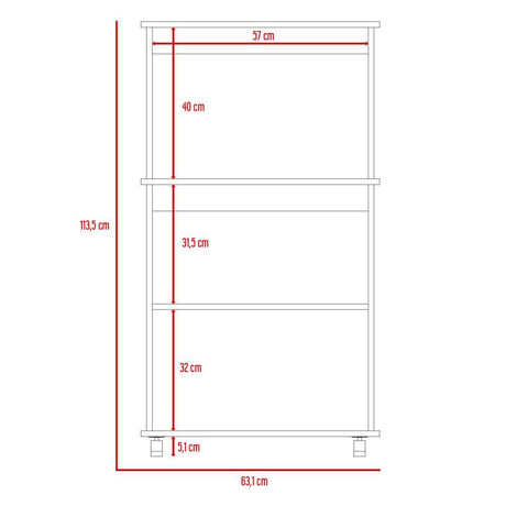 Mueble Microondas Blanco y Wengue 63x113.5cm con Dos Entrepaños y Tres Compartimientos - Muebles Organizadores | Bylmo
