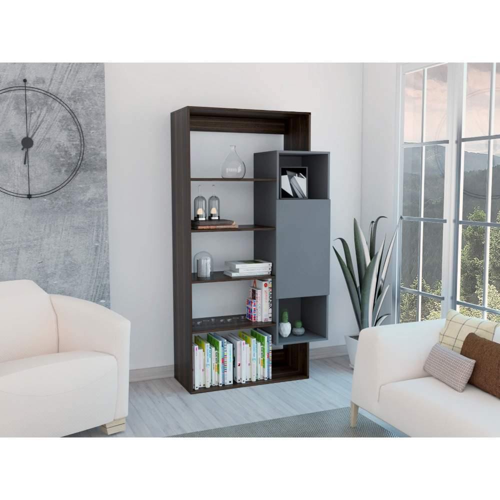 Biblioteca Dalí Habano 99 cm con Puerta y Entrepaños - Bibliotecas | Bylmo